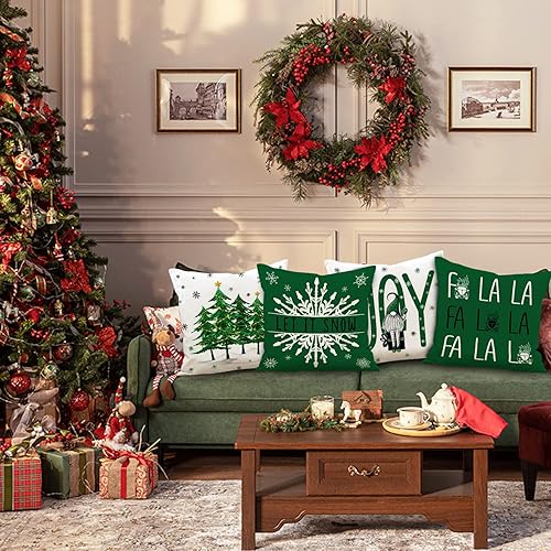 Miniatura 7 de Lanpn Juego de 4 fundas de almohada de Navidad de 16 x 16 pulgadas, fundas decorativas de almohada navideñas de invierno de 16 x 16 pulgadas para