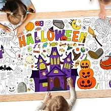 Gatherfun Halloween Coloring Tablecloth - 31.5 x 72 Inches,Versatile Paper Coloring Banner/Table Cover for School Party Halloween Decoration