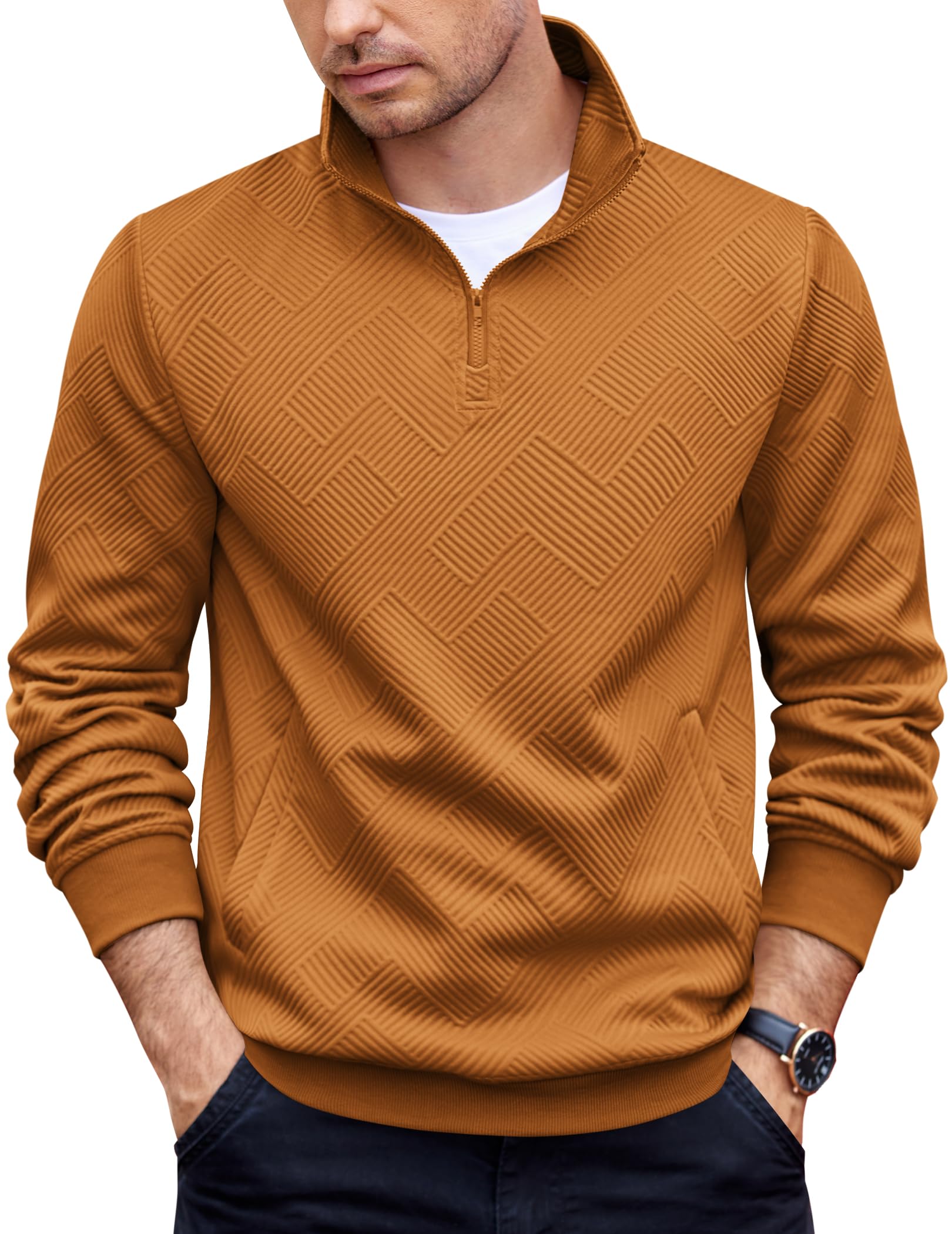 Pull homme COOFANDY décontracté à col montant idéal pour les sorties fraîches de week-end