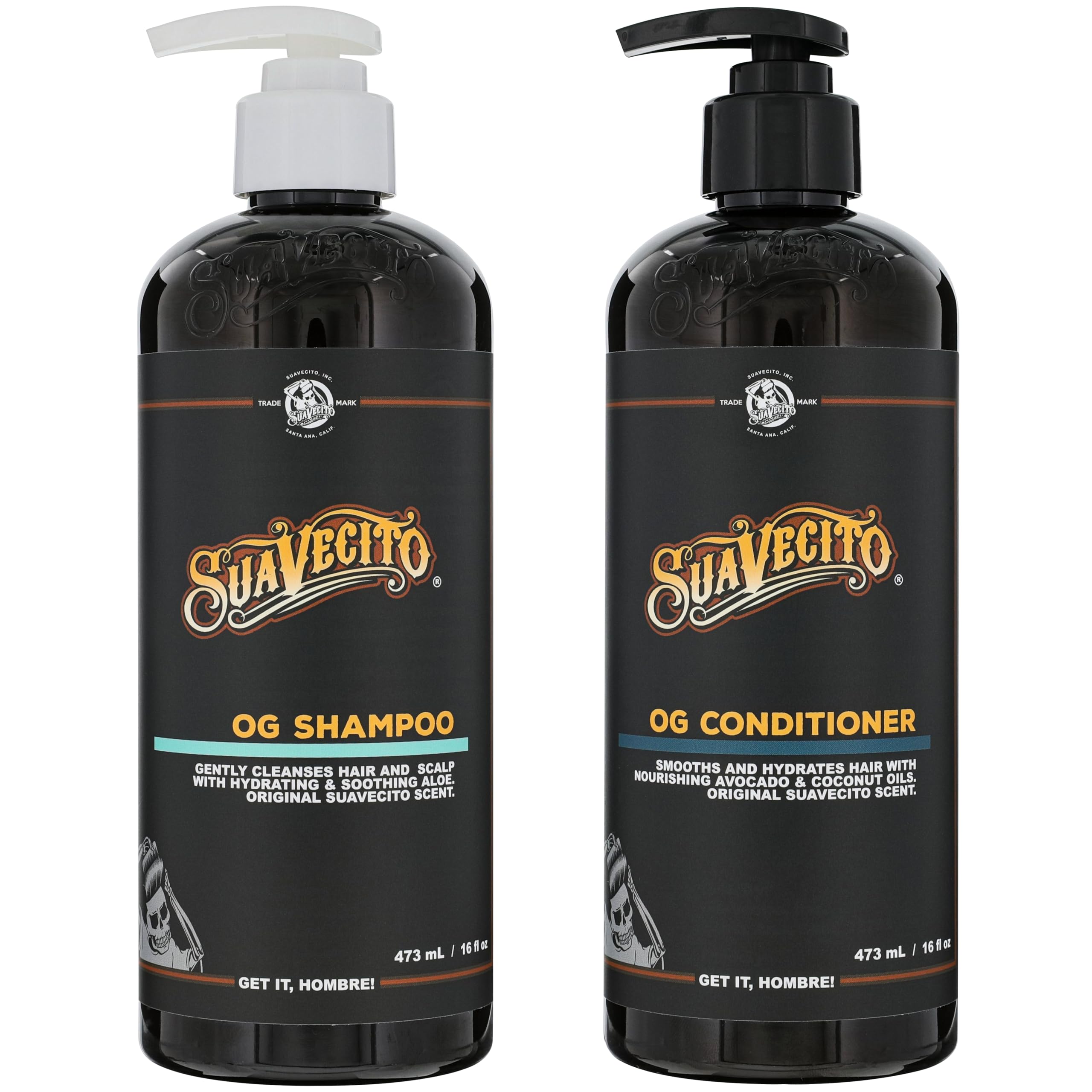 OG Shampoo & Conditioner Set 16 oz Pump Bottle with Provitamin B5, Natural Oils To Fortify & Restore Damaged Hair, Gently Cleanses Conditions Soothes & Hydrates, Sulfate Free Works On All Hair Types