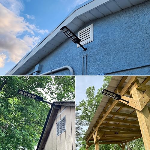 Miniatura 8 de K4 - Luces solares de 200 W para exteriores, impermeables, 6500 K, luces de calle solares para exteriores, 12000 lúmenes, gran angular con sensor de