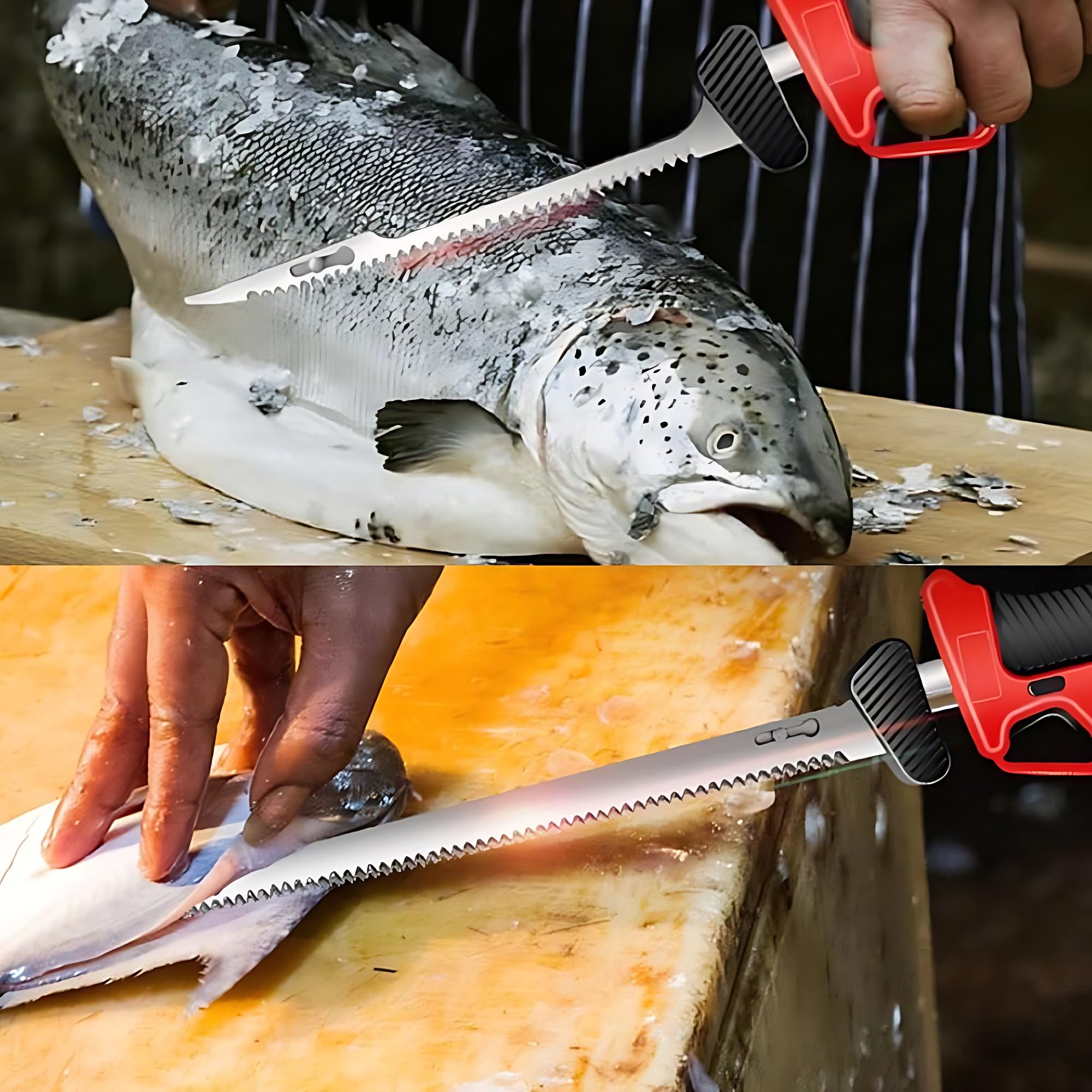 Cuchillo de Filete eléctrico inalámbrico para Pesca de Peces, Cuchillo eléctrico Recargable, con 4 Cuchillas afiladas alternativas, Orificio de enfriamiento de la batería, Mango Antideslizante