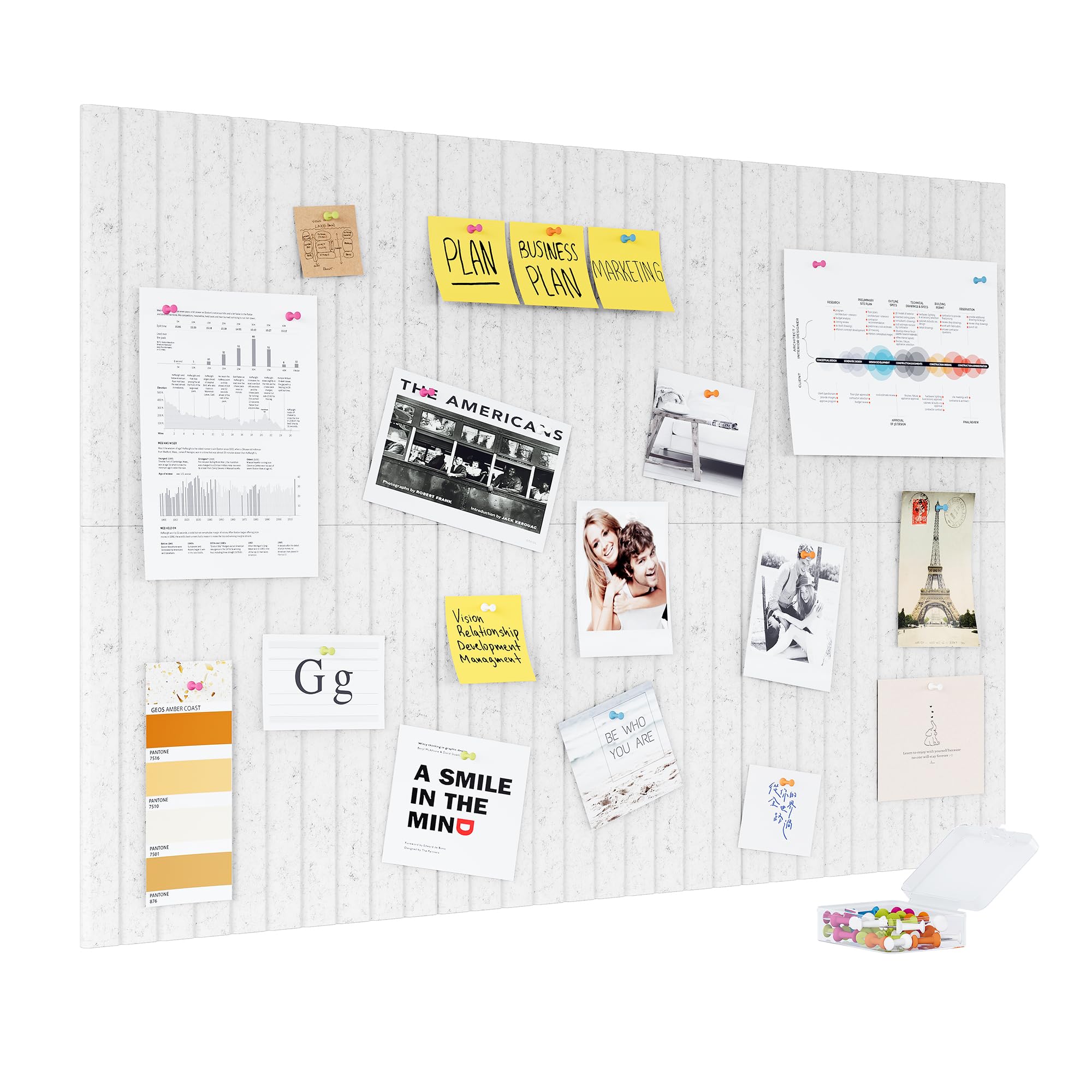 PAG-Mass Felt Bulletin Board 36" x 24" Large Cork Board for Wall Push Pin Board for Office 6 Pack DIY Photo Picture Decorative Panels Squares Wall