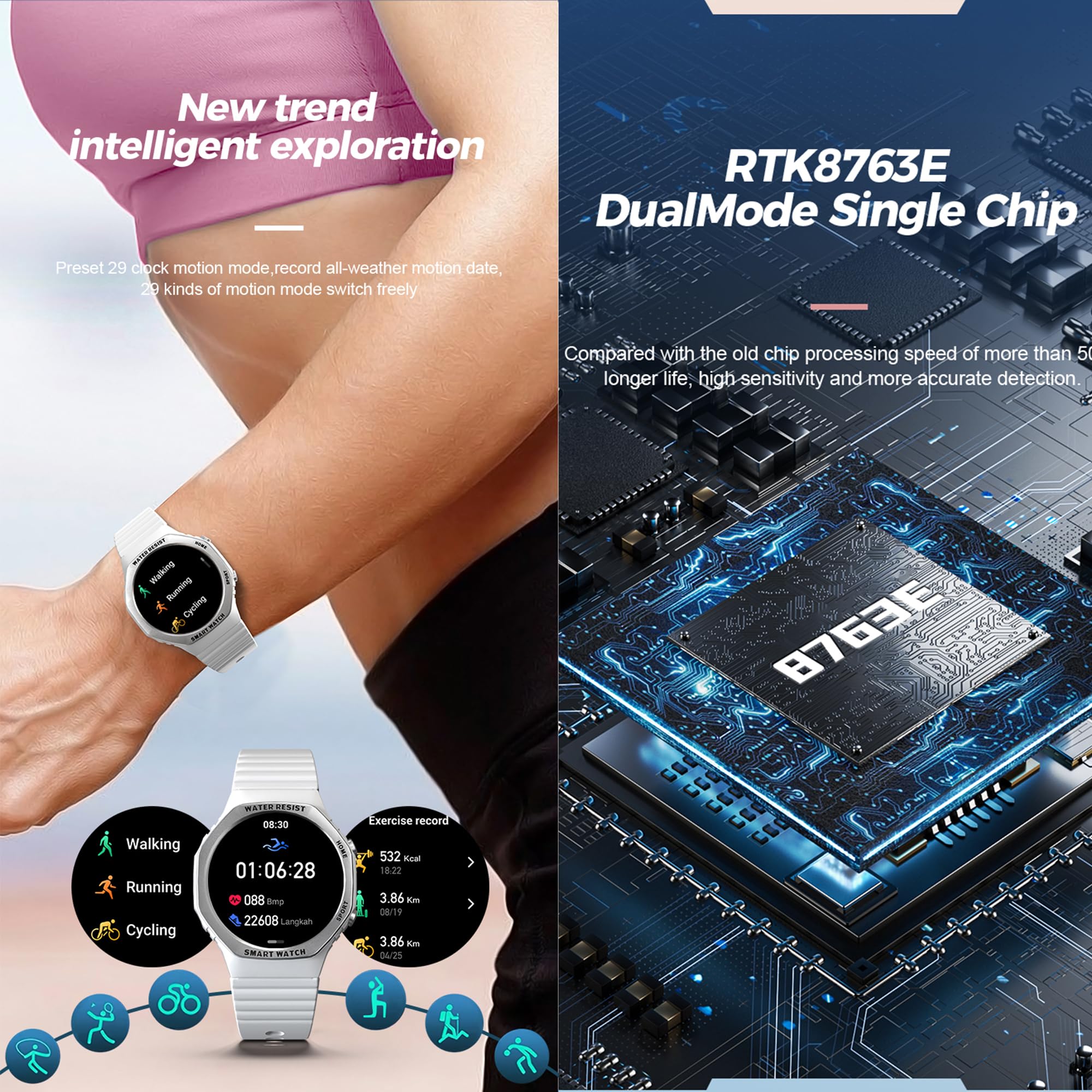ZPIMY Reloj Inteligente Mujer con Llamada y Whatsapp, 1,32" AMOLED 5ATM Impermeable Smartwatch Reloj Deportivo Hombre con Monitor Sueño, Oxígeno Sanguíneo, Podómetro, Pulsómetro Android iOS (Plata)
