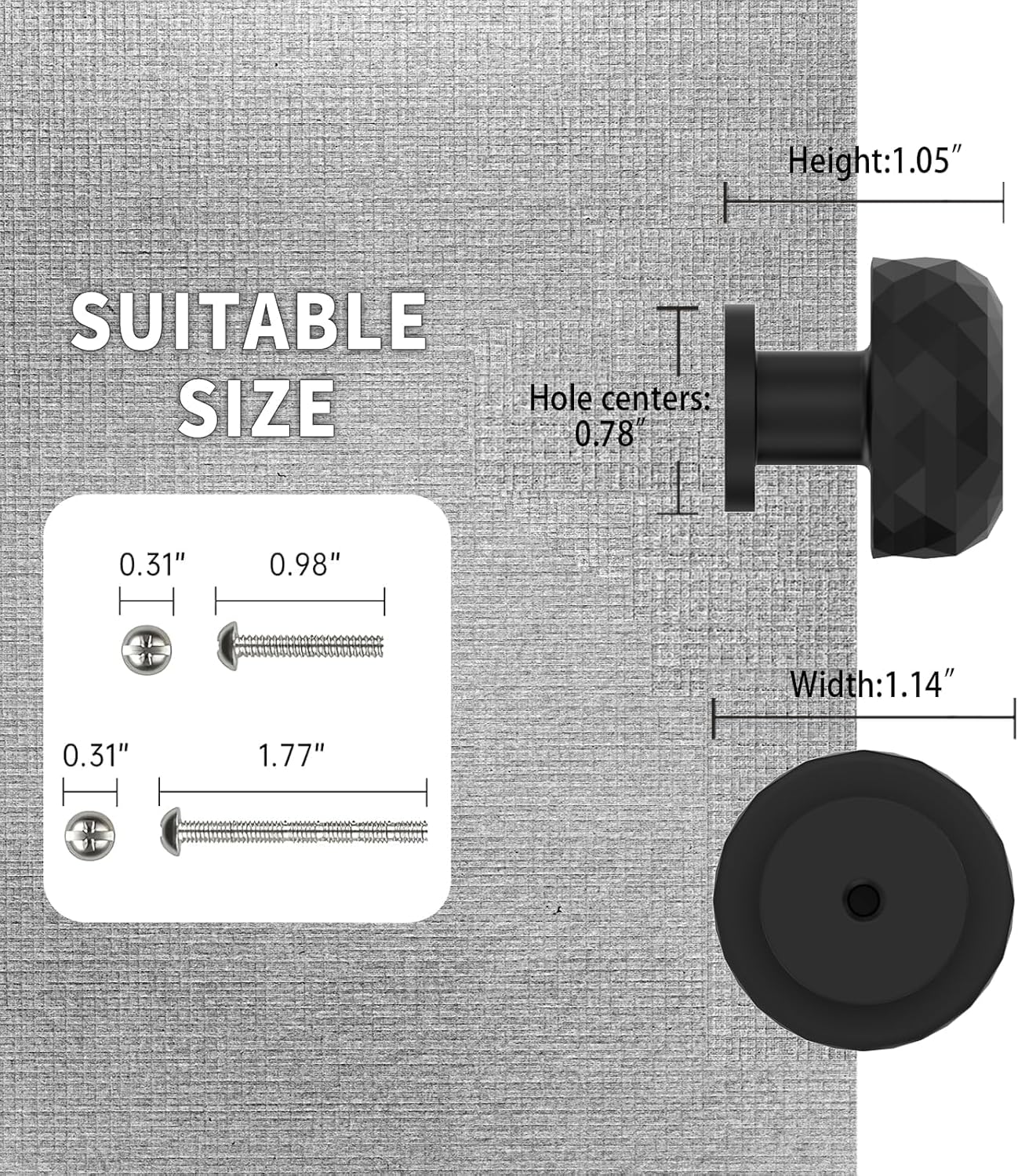 FILTA 10 Pack Matte Black Kitchen Cabinet Knobs 1.05 Inch(26mm) Satin Nickel Modern Kitchen Cabinet Hardware for Cupboard Drawer Knobs Dresser Knobs