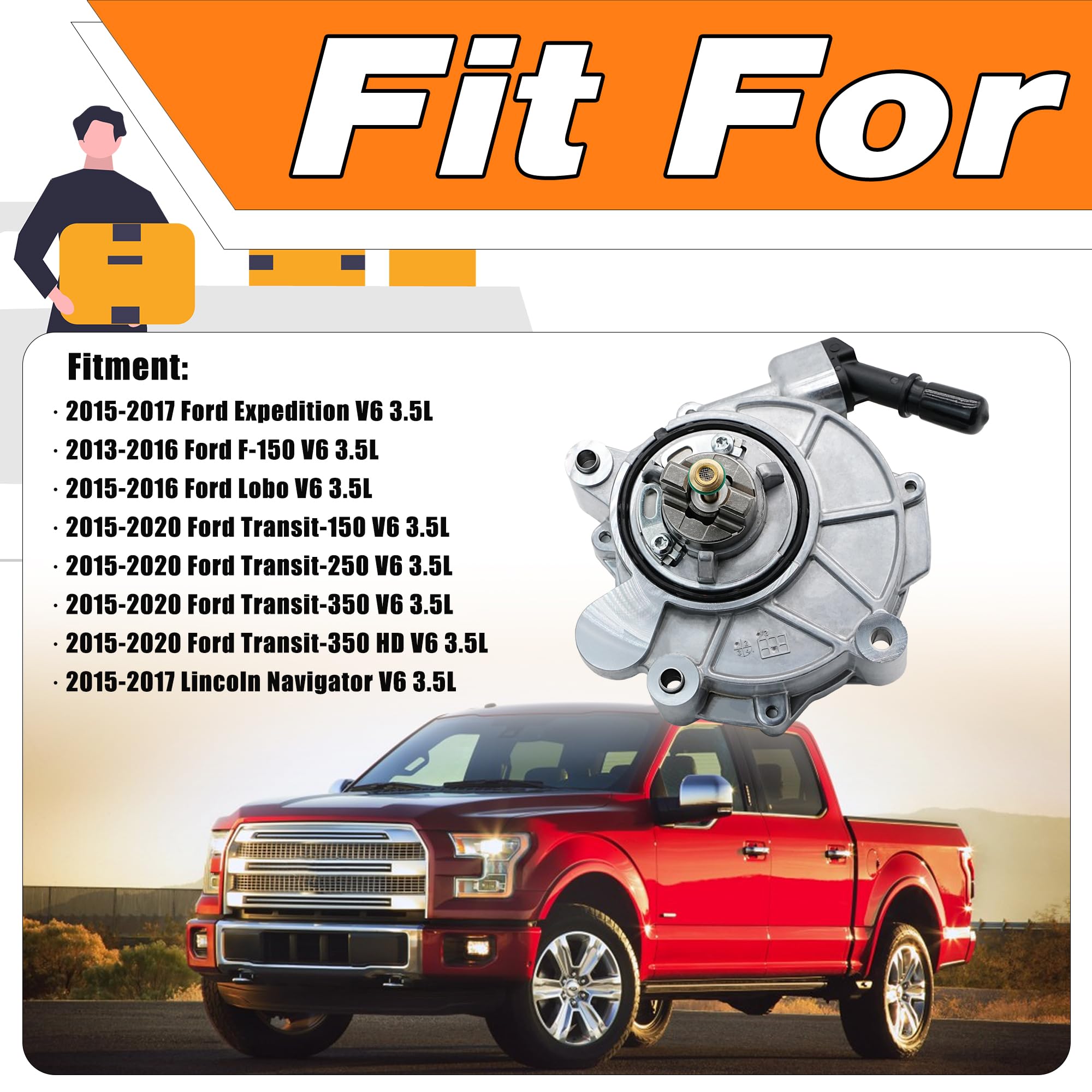 Brake Vacuum Pump Replacement For Ford F-150, Expedition & Lincoln Navigator V6 3.5L 2013-2020