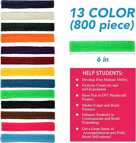 Miniatura 6 de Bofoho 800pcs Wiky Sticks Crafts Camping Essentials for Kids Toddlers Summer Travel Road Trip Car Plane Activities Perfect Handicraft Gift 800