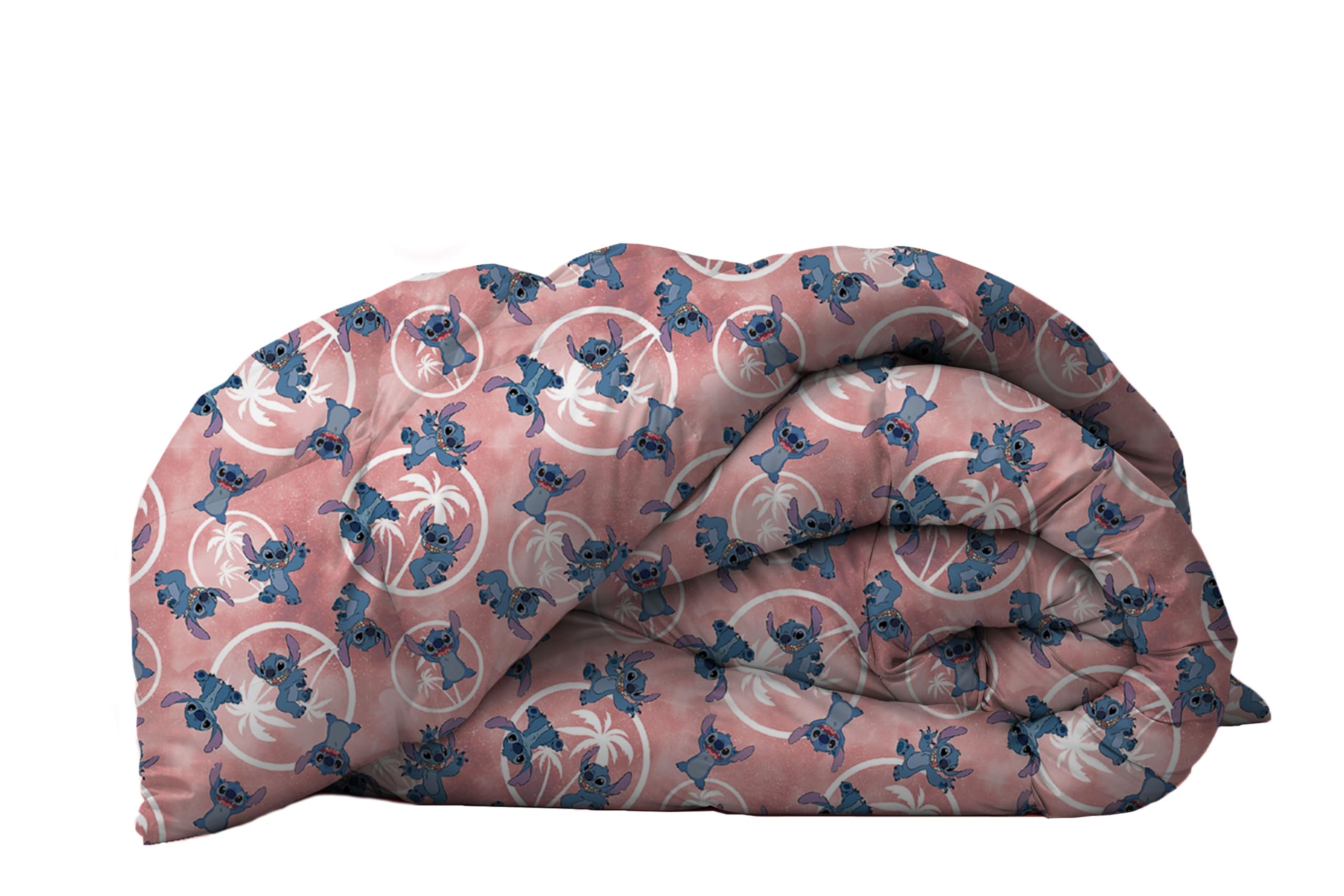 Stitch Disney, Trapunta Piumone Invernale Singolo, 1 Piazza, Rosa, In Cotone, Marvel, Cm.170x260, Letto Cameretta