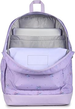 JanSport Cross Town Plus Backpack - Large Main Compartment, Side Water Bottle Pocket, 15-Inch Padded Laptop Sleeve - Pastel Petals - Lilac