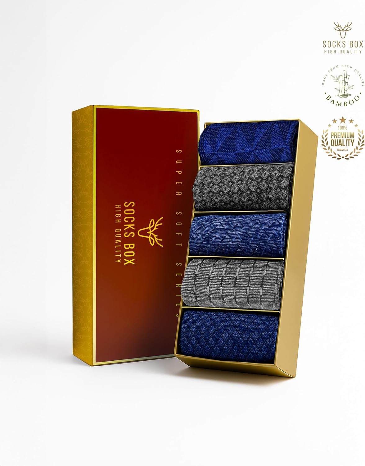 Mens Ankle Socks, Premium Quality Bamboo Viscose Ankle Socks, Patterned, Stylish, 5 Pairs, Gift Box, Size 8-14 - Image 3