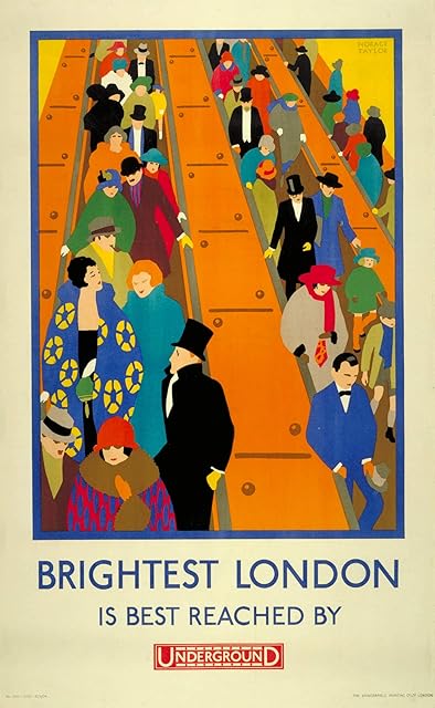 RPW Vintage Travel Poster THE BRIGHTEST LONDON IS REACHED BY UNDERGROUND 1920's Wall Art Poster A4 and A3 size 250gsm Gloss Borderless print (A4)