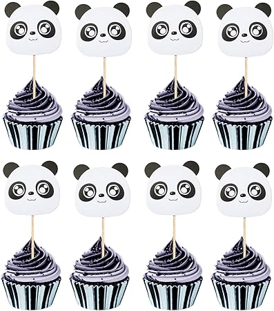 Amazon Astra Gourmet 24個 パンダ カップケーキトッパー カップケーキピック 食べ物 フルーツピック 誕生日 ベビーシャワー ケーキデコレーション用 おもちゃ おもちゃ