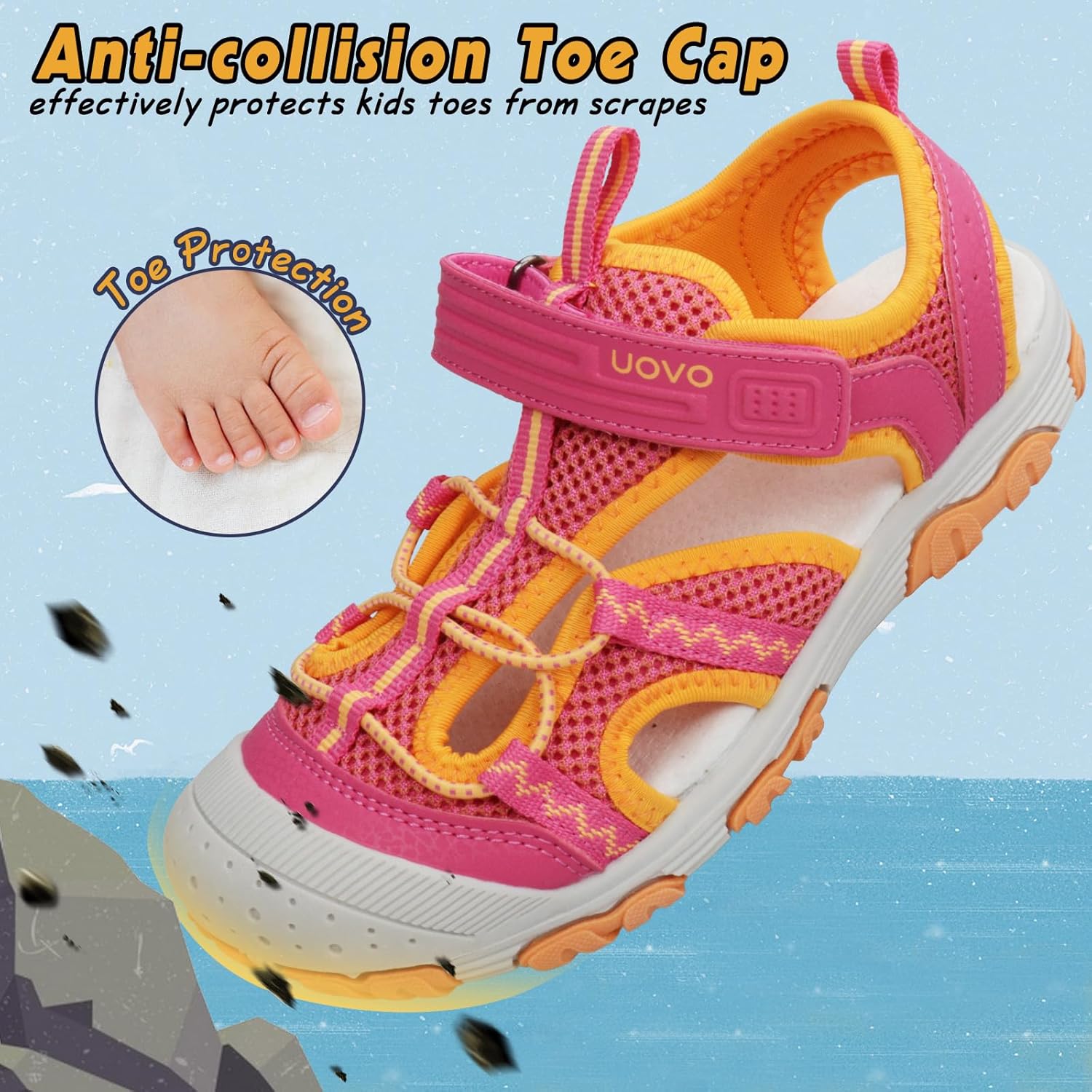 UOVO Boys Girls Summer Water Sandals Closed Toe Lightweight Outdoor Sport Shoes(Toddler/Little Kid/Big Kid) - Image 4