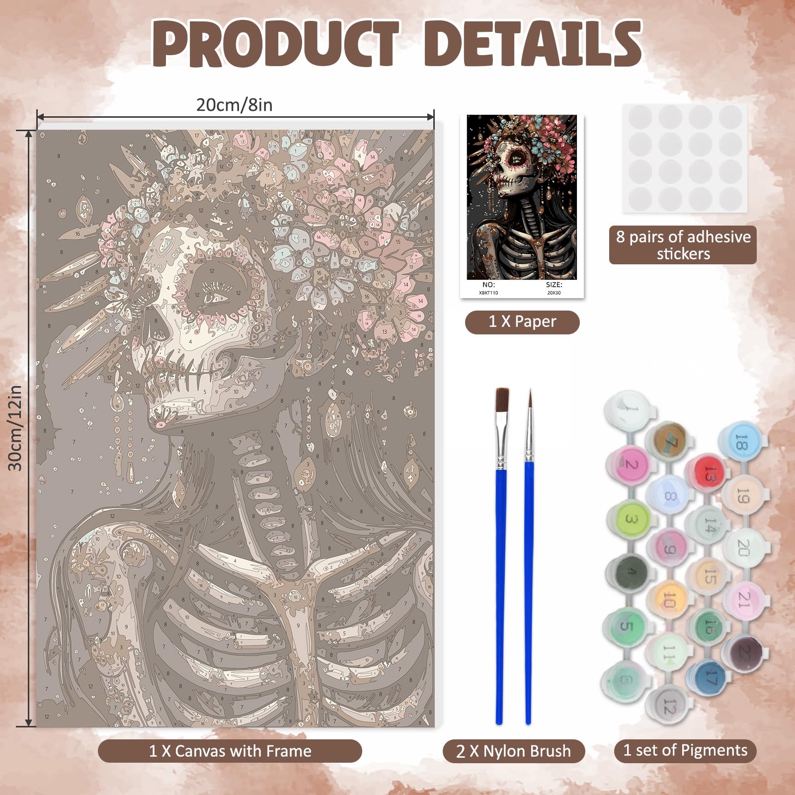 Kit de peinture par numéros à faire soi-même pour adultes sur toile motif panda noir