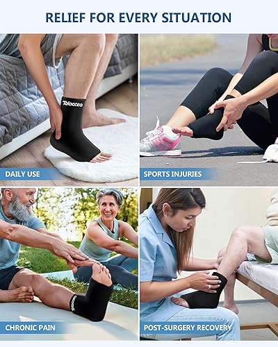 Miniatura 8 de Bolsa de hielo de tobillo y pie para lesiones, bolsa de hielo de gel reutilizable para terapias frías y calientes, paquete frío flexible para