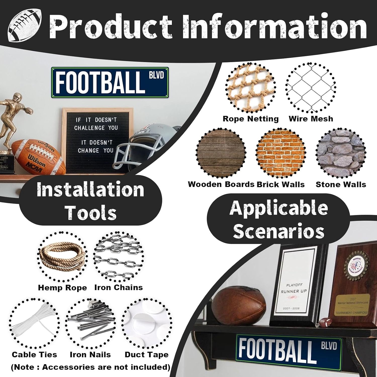 Football Room Decor for Boys 8-12 Mom Essentials Light College Navy Wall Sign Football Stuff Gifts Teen Boys Birthday Christmas Accessories Gear Room Decor Men