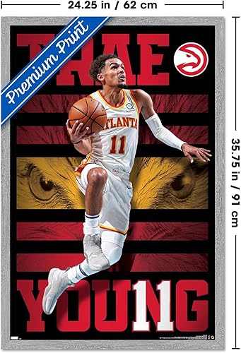 Vista 23 de Trends International NBA Atlanta Hawks - Póster de pared de Trae Young 20, 34 pulgadas de largo x 22.4 pulgadas, versión enmarcada en negro Versión