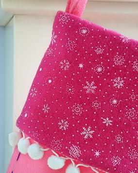 WeRChristmas Christmas Stocking with 3D Santa Head - 48 cm, Hot Pink/Purple