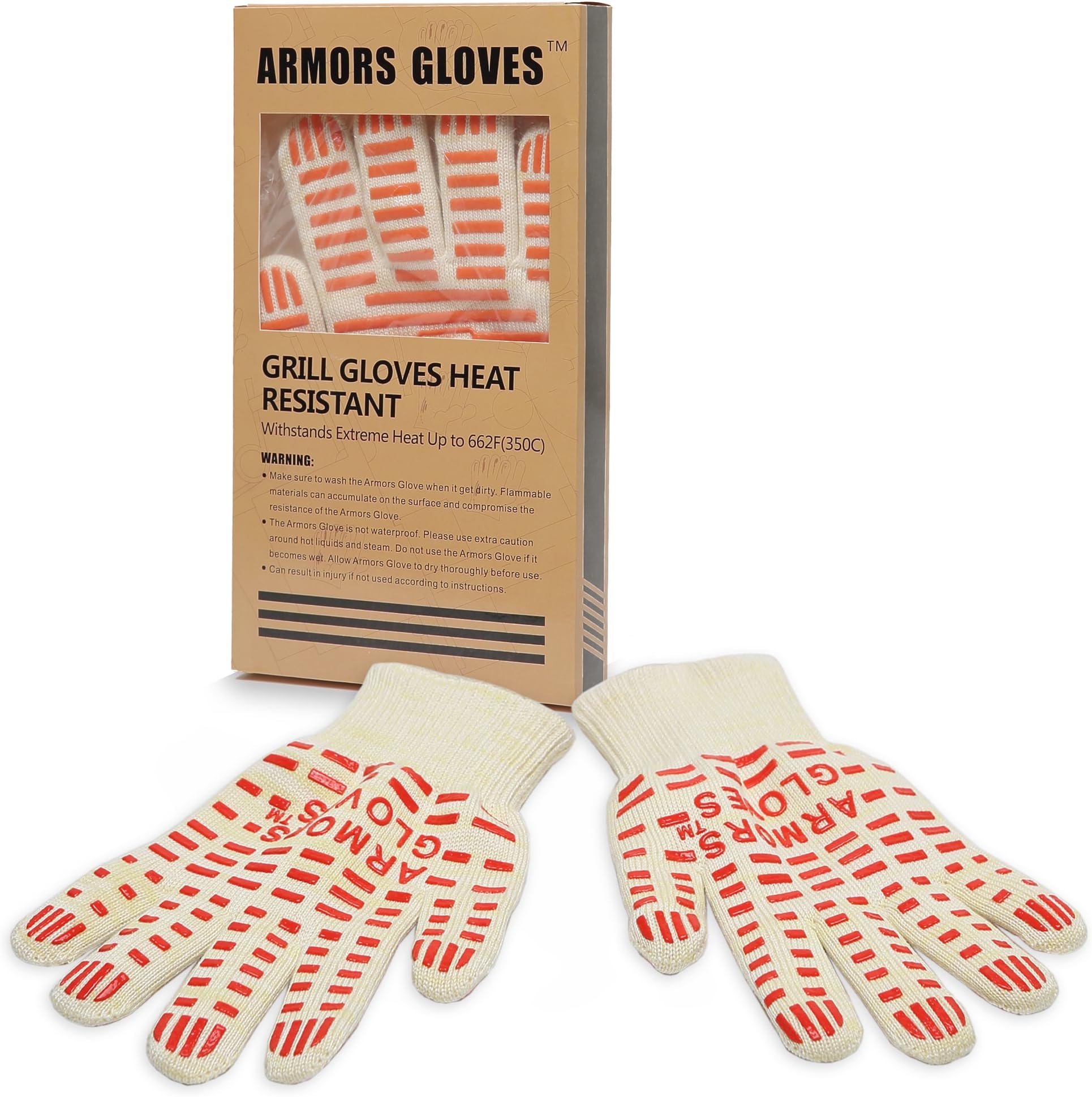 Armors Gloves (Single Glove) - Withstand Heat up to 662°F - Premium Barbecue & Oven Heat Resistant Gloves - Kitchen Gloves. Super Comfort for BBQ - Five Fingers Heatproof Oven Gloves Set - Use As Oven Mitt, Pot Holders, Baking, Fireplace & Cooking Gloves - Never Burn Your Hands Again!