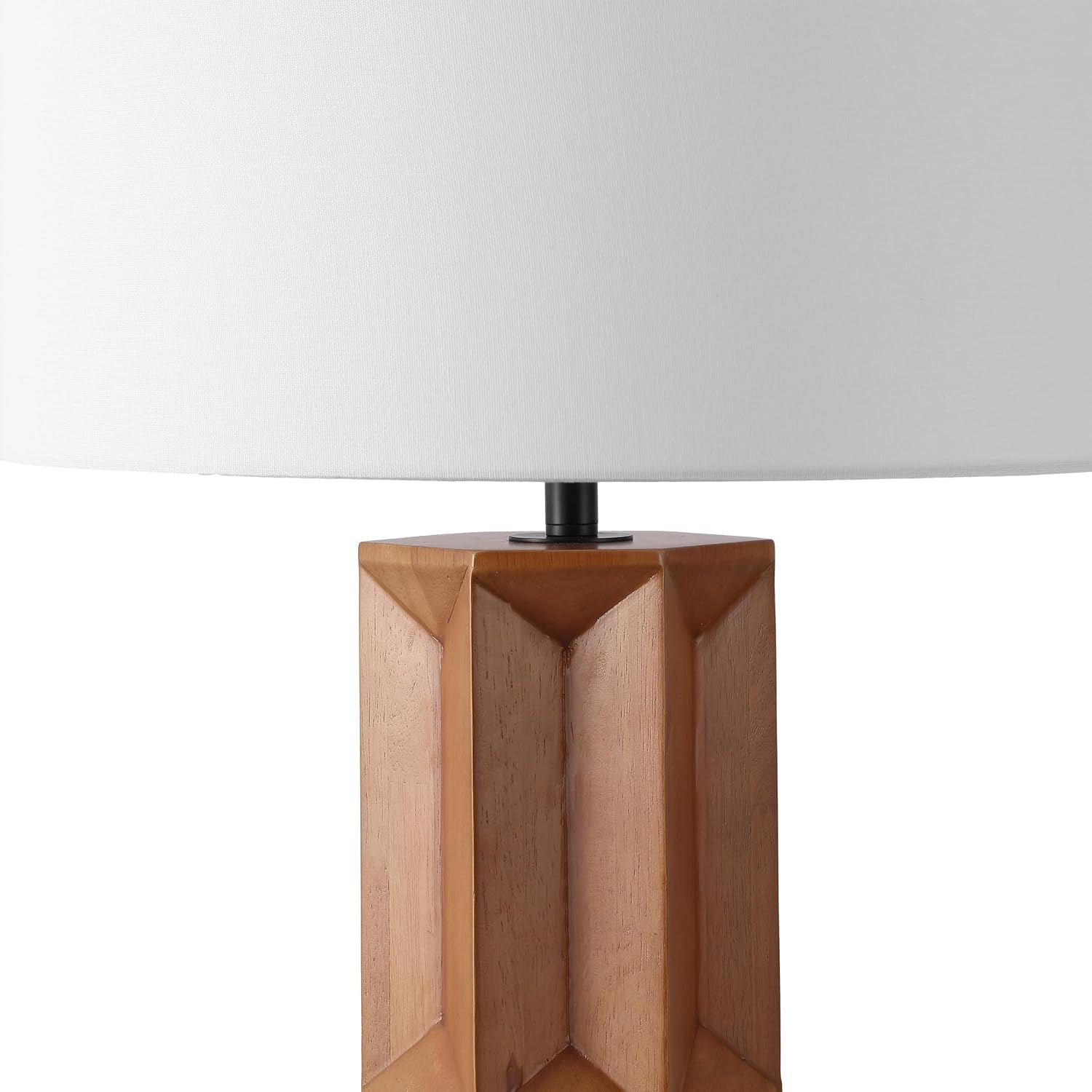 SAFAVIEH Couture Lighting Collection - Ferdinand Walnut Wood Table Lamp with White Shade, 29" Modern Bedside or Living Room Light, Dimmable with LED Bulb (CTL1099A)