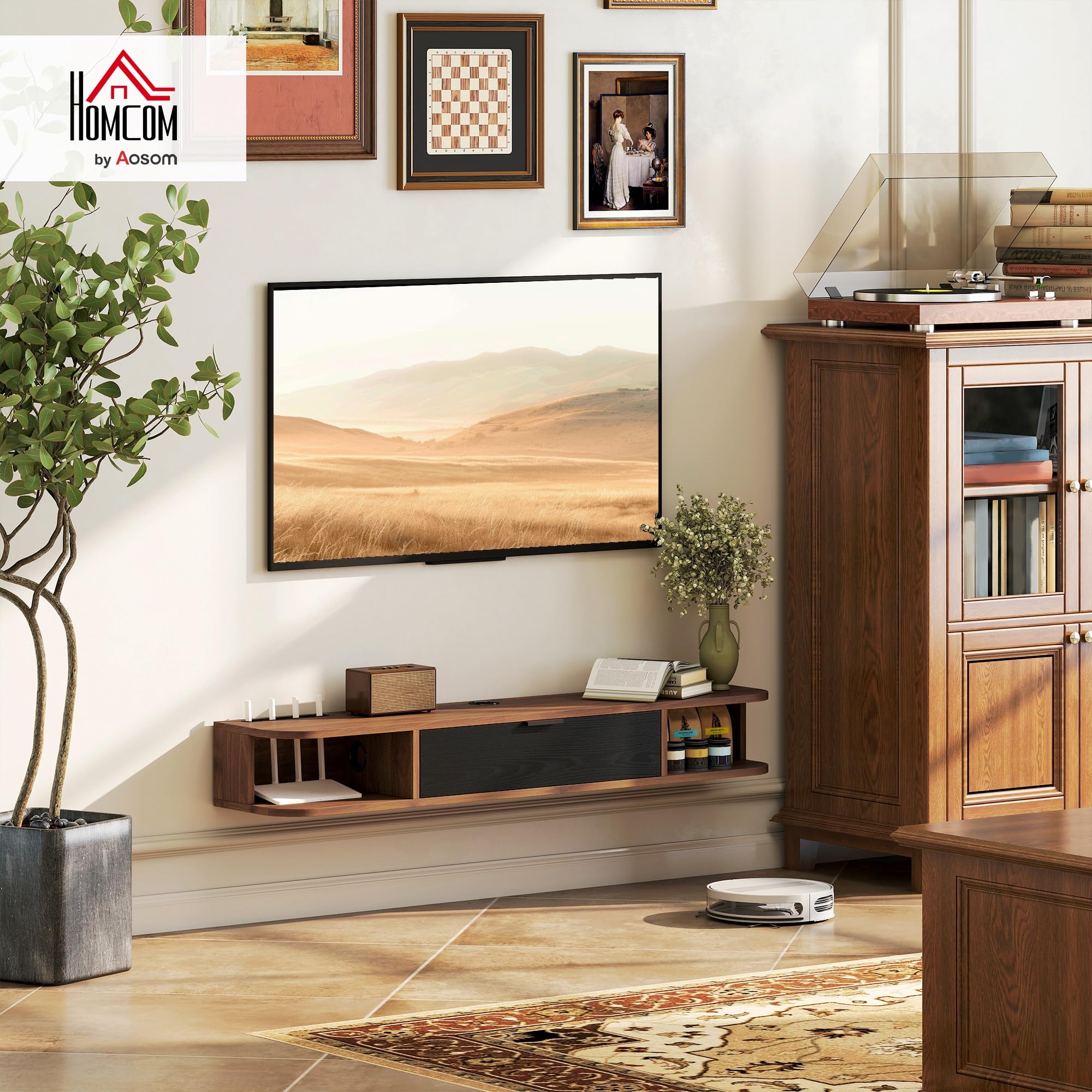 Scaffale TV HOMCOM 50 Pollici Fold-Out Cassetta Suspension - Dettaglio