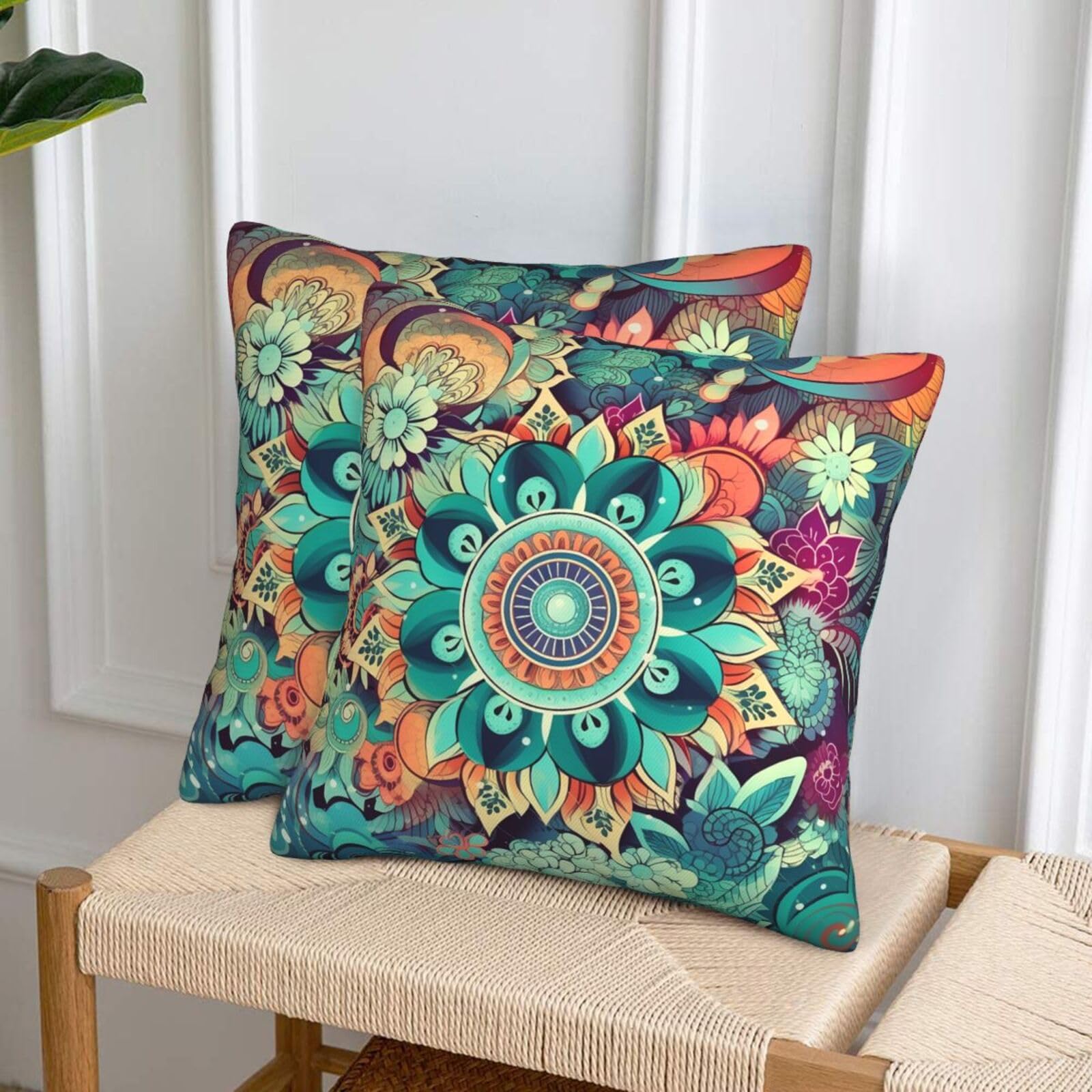NONHAI Decorative Throw Pillow Covers Set of 2, 12"x12" Square Cushion Case Soft Comfy Color Flower Throw Pillows for Couch Cushion Livingroom Farmhouse Home Decor Pillowcases