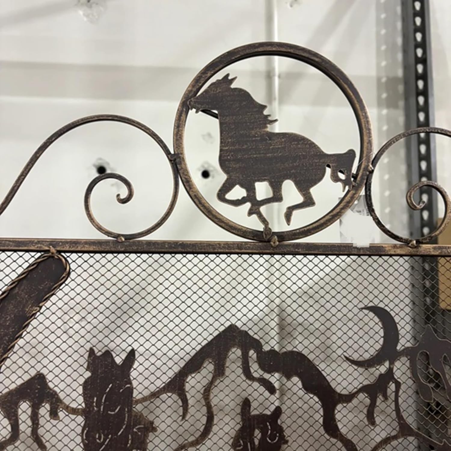 SI_XL3116 Running Horse Fireplace Screen Metal mesh Art Western Home Decor Ranch Farmhouse Country Decor Universal fit Any fire Place Size 40" X 33.5" by E G I F T H O M E