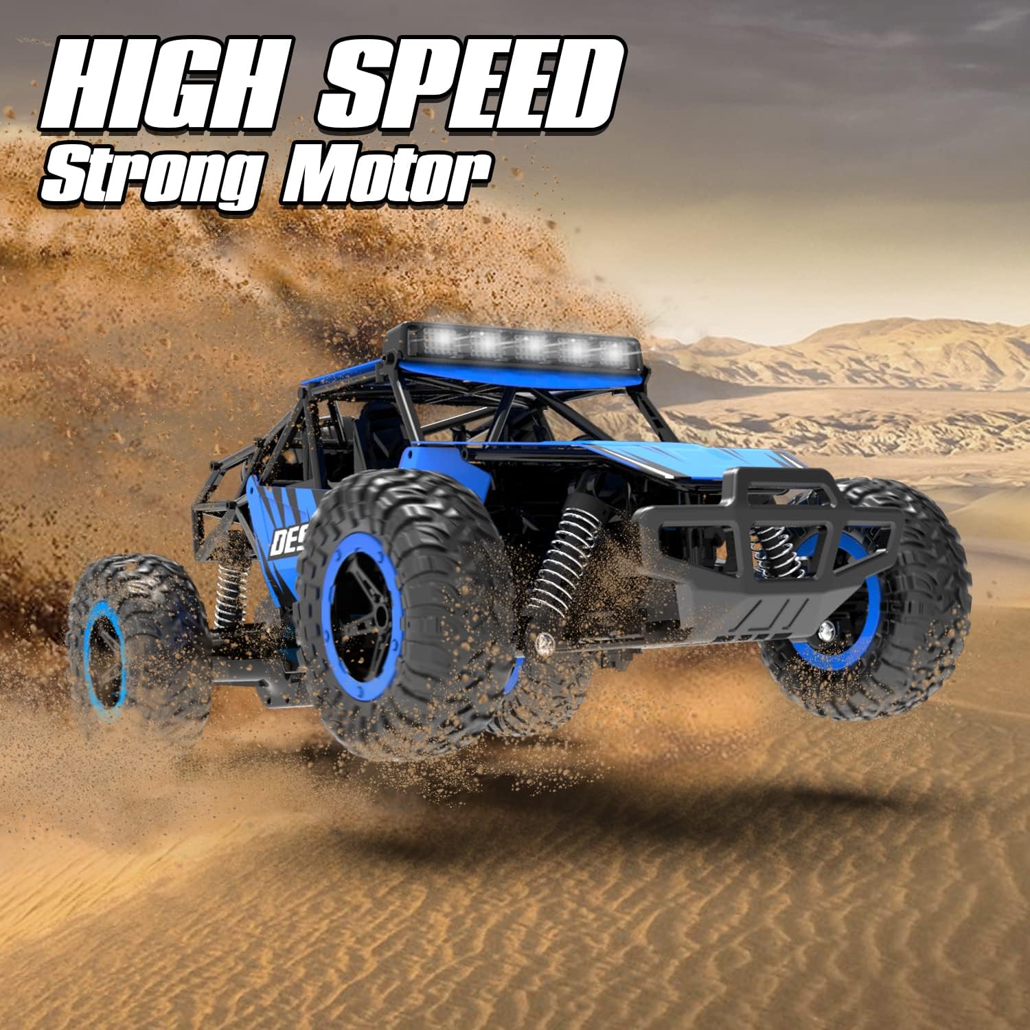SONIKRC RACENT Remote Control Car 1/16 Scale Off-Road RC Car Remote Control Monster Truck High Speed Racing Car All Terrain RC Vehicle Toy Gift for Kids or Adults, Boys or Girls Blue