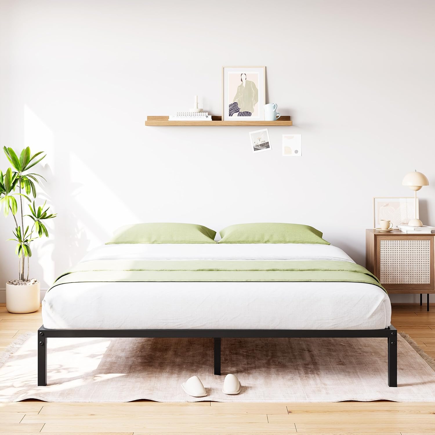 Bed Frame No Box Spring Needed, Sturdy Metal Platform Bed Frame, Basic Metal Bed Frame Easy Assembly Strong Bearing Capacity and Noise Free, 8 Inch Full