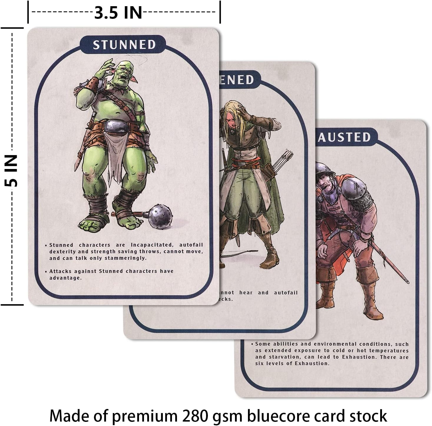 Condition Cards for Fifth Edition | Compatible with Dungeons and Dragons (D&D) | for use by Dungeon Master Accessories | DND Gifts | 5e Gifts | Condition Rings Markers TTRPG