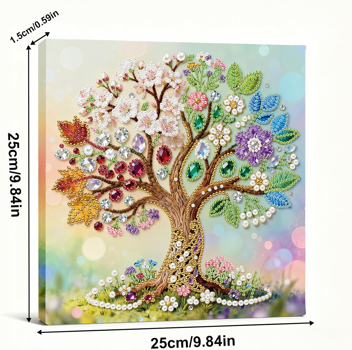 FRANDEK 5D Pearl Painting Kit with Frame, Tree of Life Diamond Painting DIY Craft for Adults, Big Gem Art Perfect All Season Mother‘s Day Birthday Creative Gift for Her, Elegant Home Wall Decor