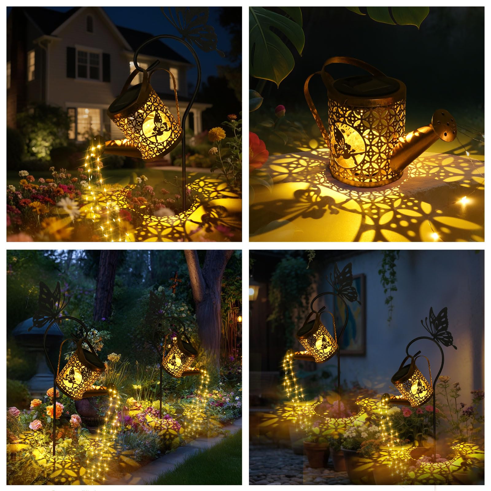 Lampe Solaire D'extérieur En Forme D'arrosoir Avec Guirlande - Déco Vintage étanche IP65 Pour Jardin, Terrasse, Allée - 2