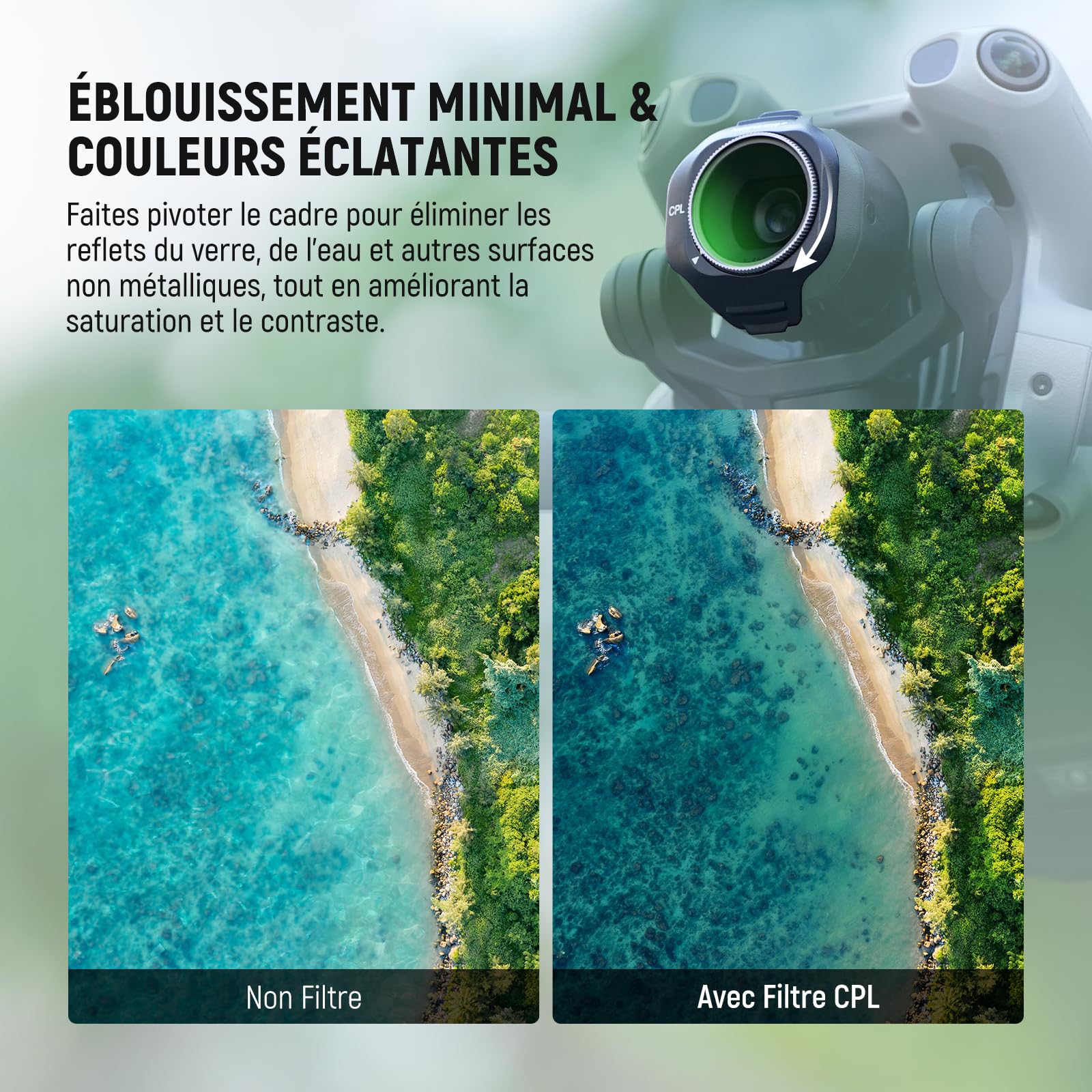 NEEWER Pack de 4 Filtres CPL ND Compatibles avec DJI Mini 5 Pro (CPL/ND16/ND64/ND256), Filtre Polarisant Circulaire à Densité Neutre, Accessoires de Photographie pour Drone