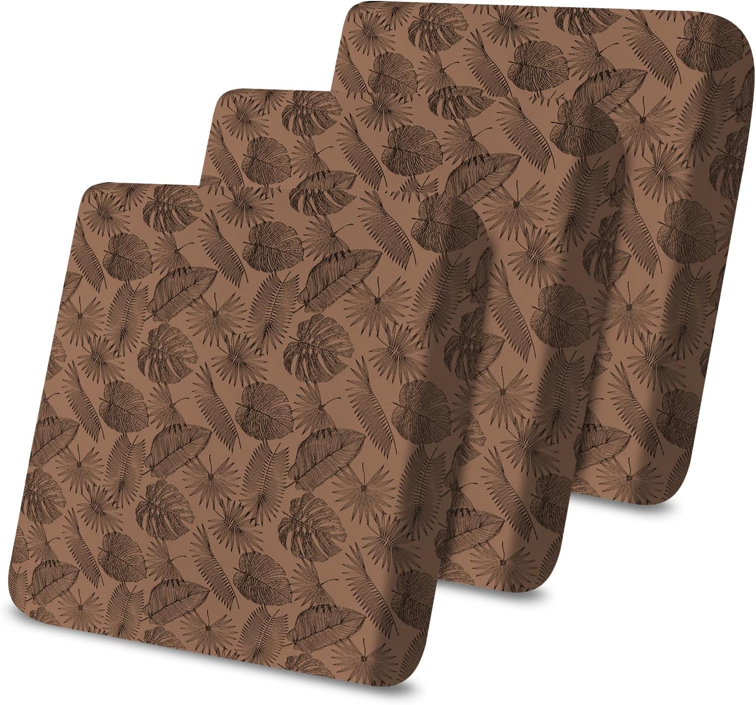 Leather Like Couch Cushion Covers Sofa Slipcovers Sets Couches Furniture Protector Covers for Sectional Armchair Loveseat Stretch Spandex Fabric, Machine Washable (3 Cushion Sofa, Brown Leaf)