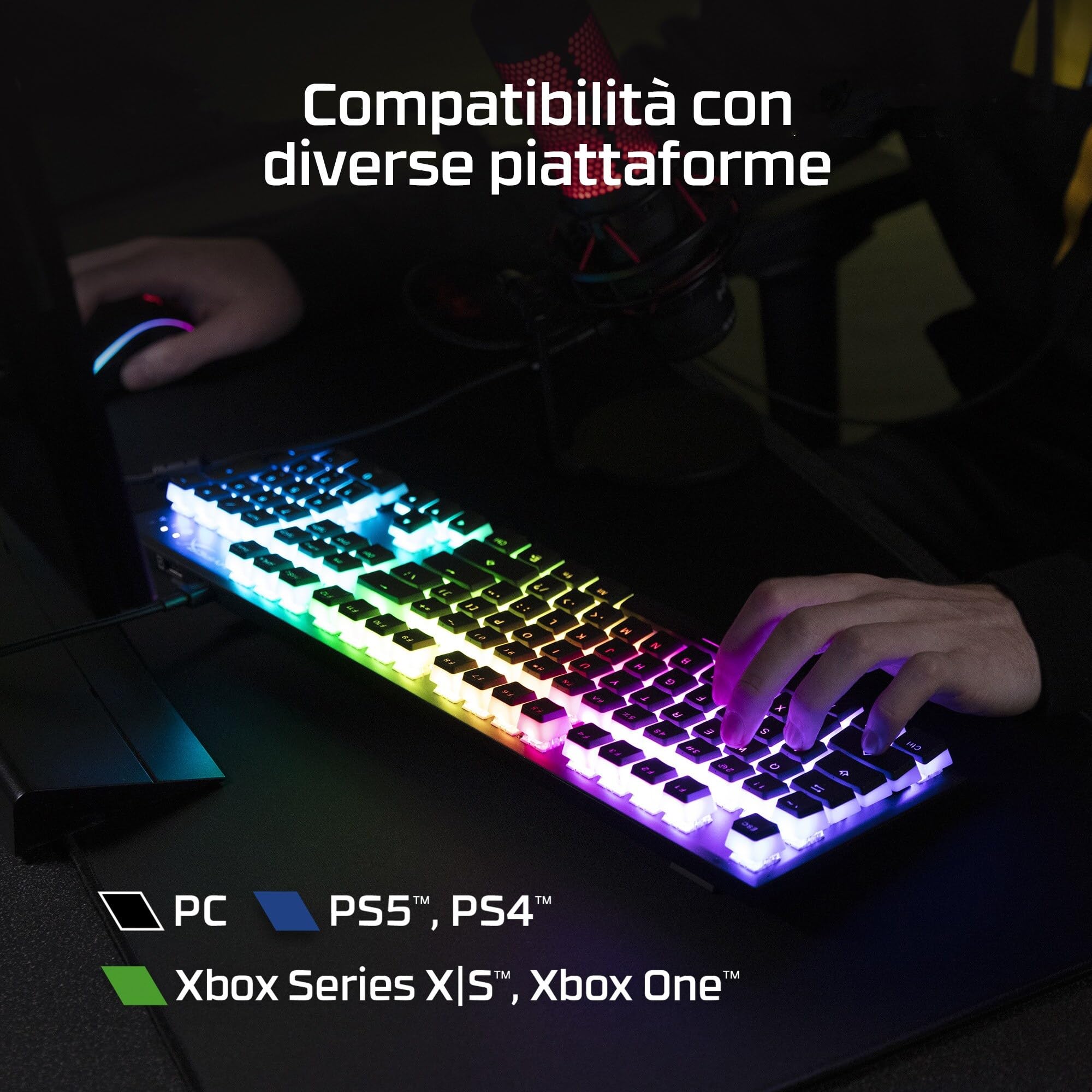 HyperX Alloy Origins 60, Tastiera Meccanica da Gaming Cablata, Illuminazione RGB, Telaio in Alluminio, 80 Milioni di Pressioni Garantite, Cavo USB-C, 3 Dispositivi Collegabili, Layout Inglese, Nera