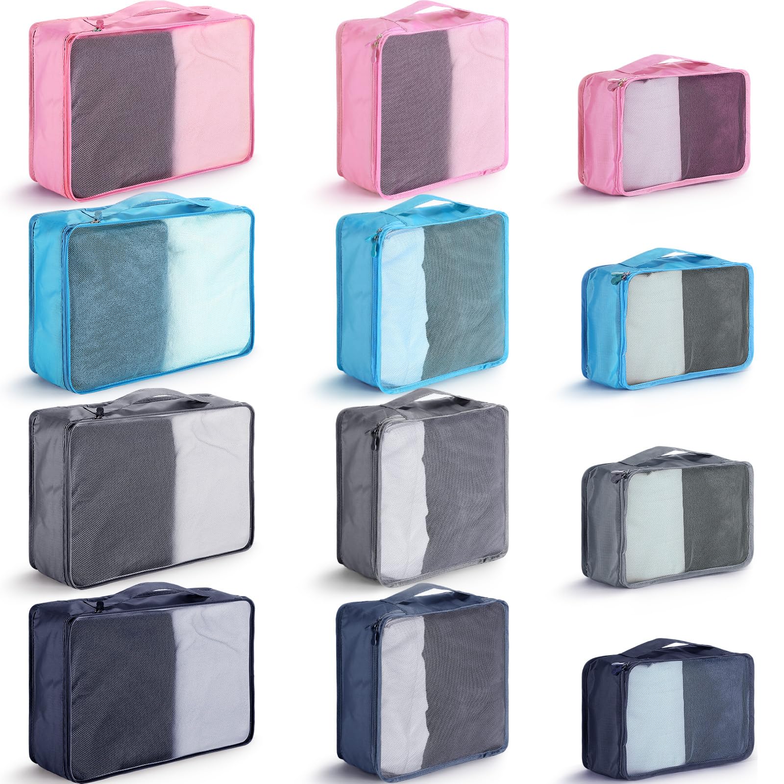 Tudomro 12 Pcs Large Packing Cubes Luggage Organizers for Suitcase Mesh Travel Organizer Bags Travel Packing Organizers for Traveling Camping Hiking