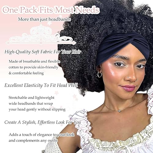 Miniatura 10 de Diademas bohemias para mujer, bandas anchas elásticas para el cabello, anudadas, estilo africano, bandas para la cabeza, para yoga, correr, banda