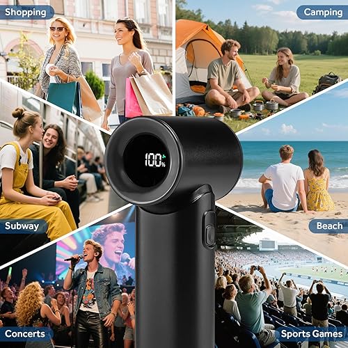 Miniatura 9 de Ventilador de mano portátil de 17400 RPM de alta velocidad Turbo Mini ventilador 15 horas de tiempo de enfriamiento máximo, 4500 mAh, viento de 5