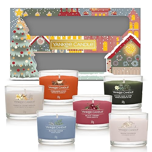 Yankee Candle Christmas Scented Candles Gift Set | 6 Scented Mini Filled Votive Signature Candles | Cinnamon Stick, Vanilla Crème Brûlée, Silver Sage & Pine
