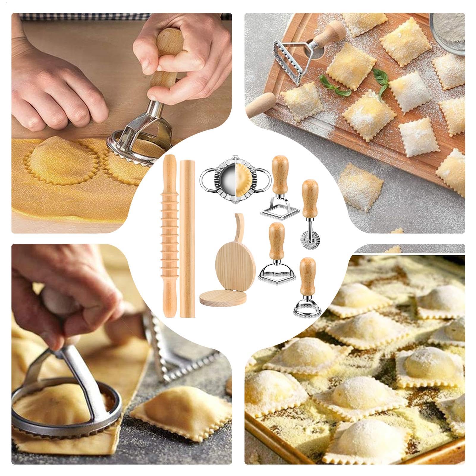 Kit À Pâtes En Bois Set à spaghetti et accessoires pâtisserie polyvalents | rouleau et coupe-pâtes Accessoires De Pâtisserie Polyvalents Pour Fournitures De Cuisine Maison Et Restaurant Desserts W
