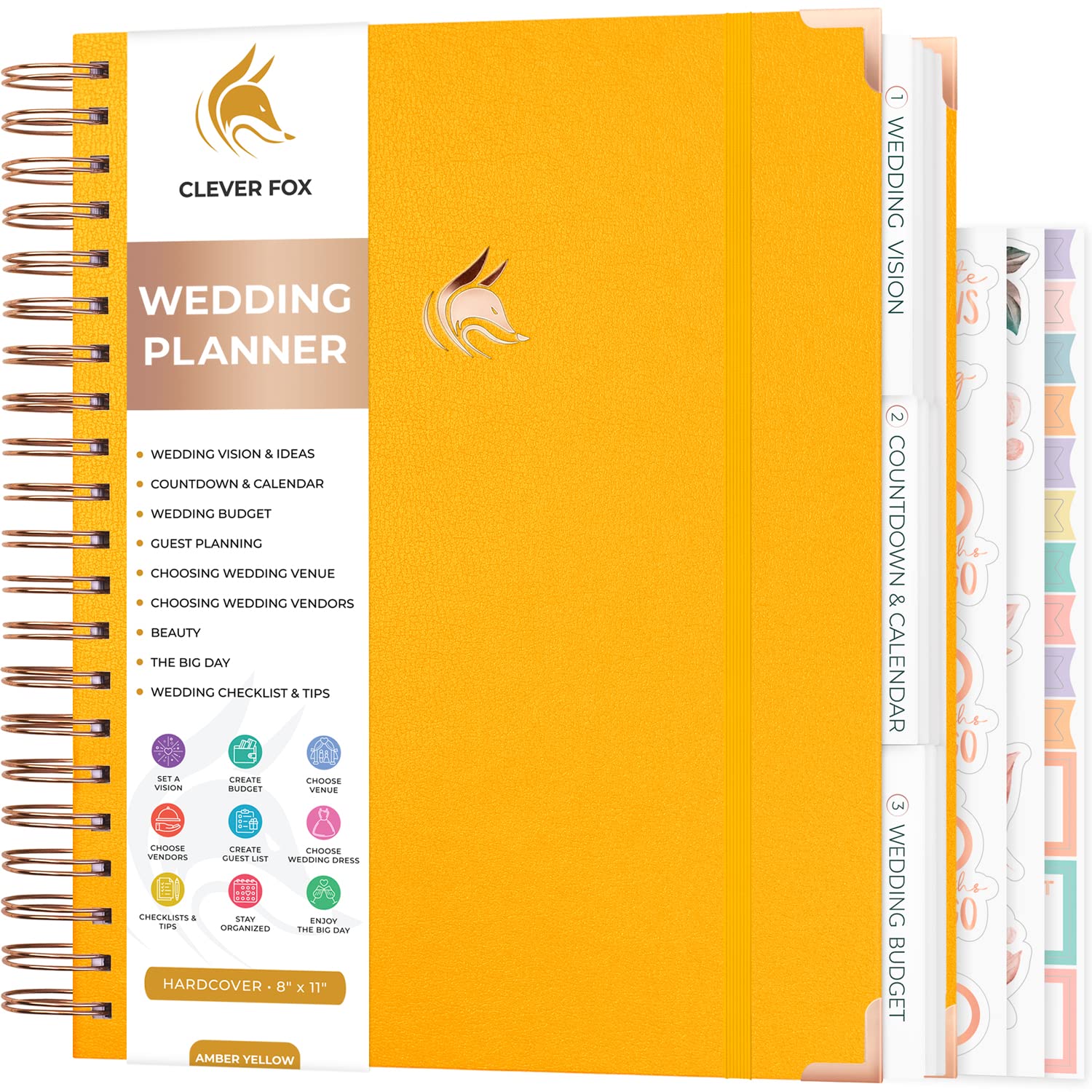 Clever Fox Wedding Planner – Notebook Organizer for Bride – Wedding Planning Binder Book with Pockets – Engagements Gift, 25.5x28cm (Amber Yellow)The Forest Stewardship Council