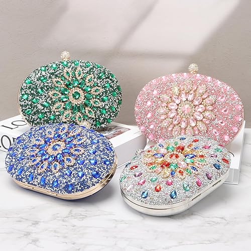 Miniatura 8 de Bolso de mano de noche con diamantes de imitación para mujer, bolsa de mano con diamantes brillantes y brillantes, bolsa de fiesta de boda de cristal