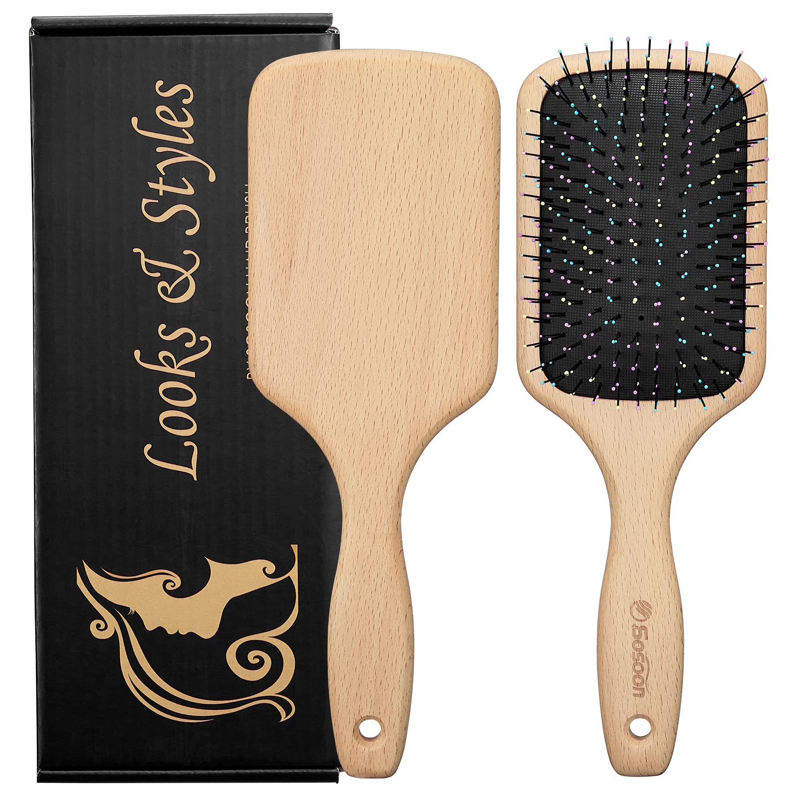 Detangle Hair Brush for Women, Paddle Hair Comb Smoothing Detangling Long Thick Curly Dry Wet Hair, No More Tangle
