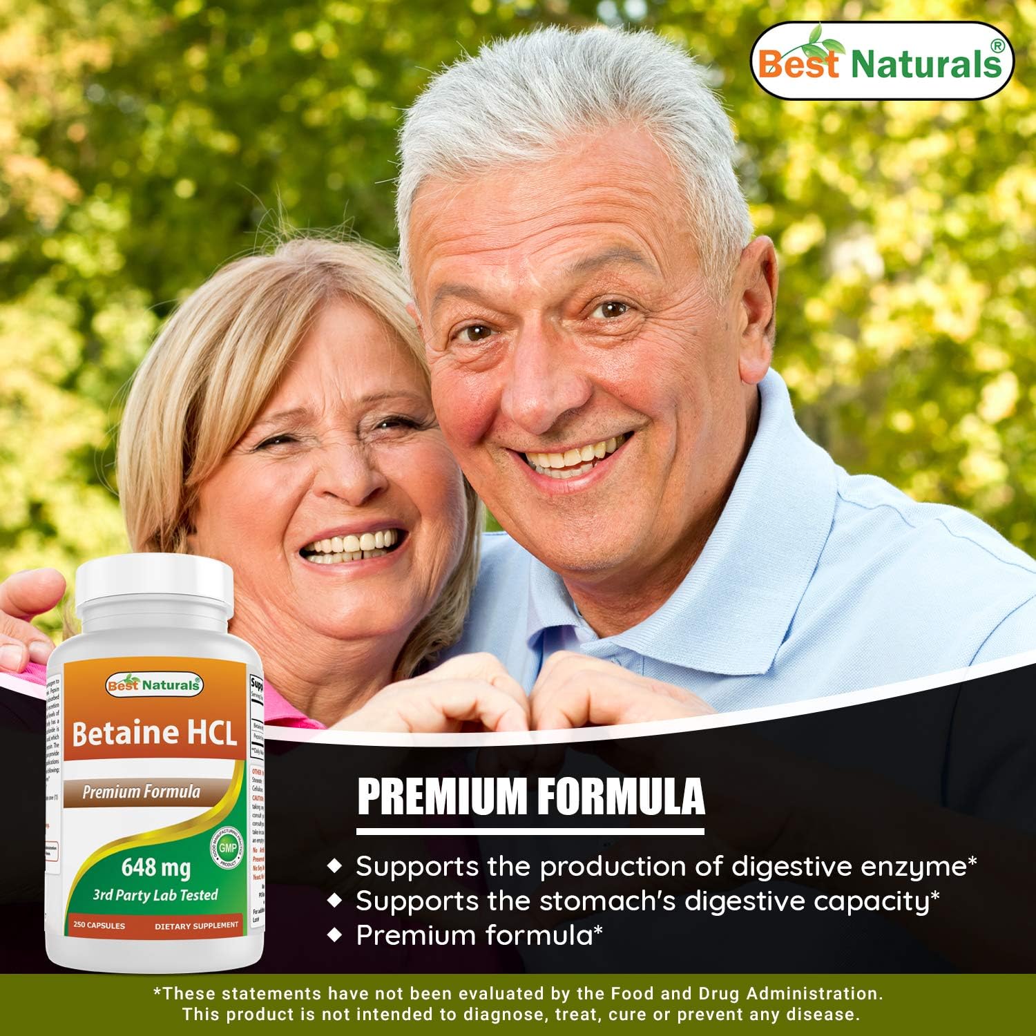 Best Naturals Betaine HCL 648 mg & Magnesium Glycinate 425 mg