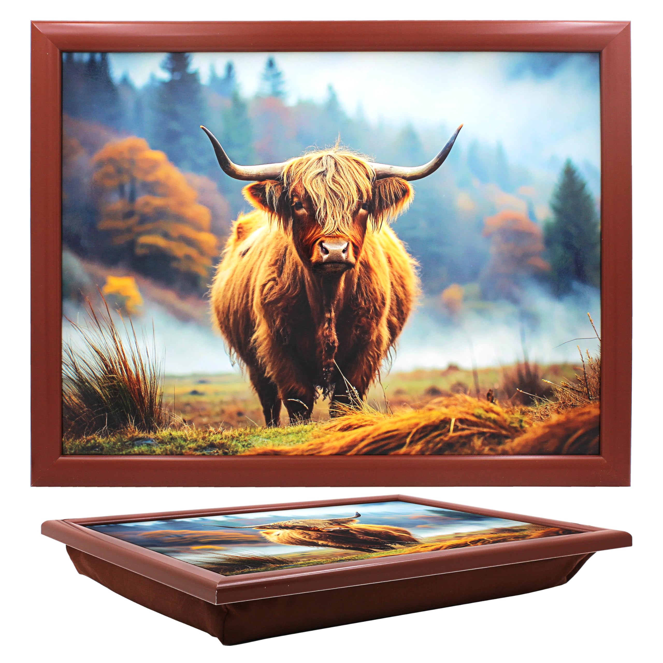 Tamersgifts Highland Cow Laptray Cushioned Laptrays Lap Tray Tv Dinner Bean Bag Padded Cushion Gift (Highland Cow Laptray)