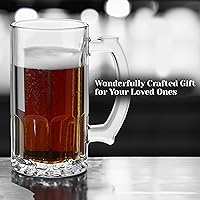 Vista 6 de PARNOO Glass Beer Mug - Traditional 25 oz. Giant Beer Stein with Handles - Heavy-Duty Clear Drinking Glassware for Freezer & Refrigerator