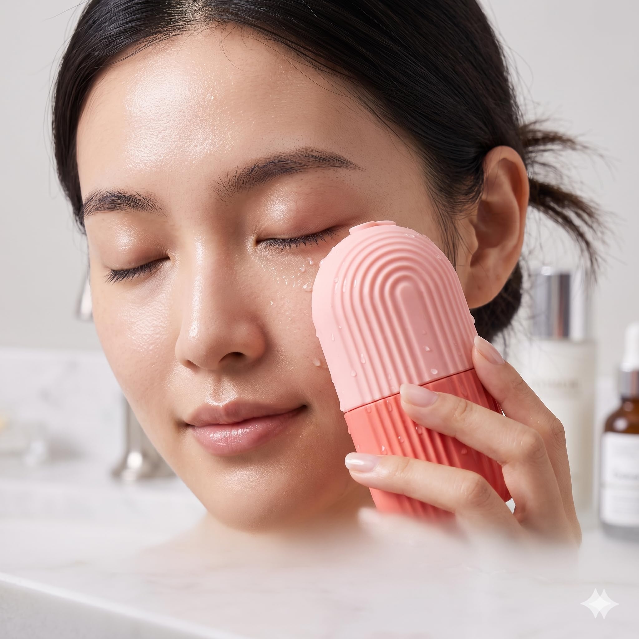 Ice Face Roller for De-Puffing, | Ice Roller Massager for Face, Eyes and Neck | Pink colour.-image-25