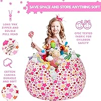 Vista 6 de WEKAPO Funda de Puf de Almacenamiento de Animales de Peluche para Niños Puf con Cremallera Rellenable para Organizar Juguetes de Peluche de Niños