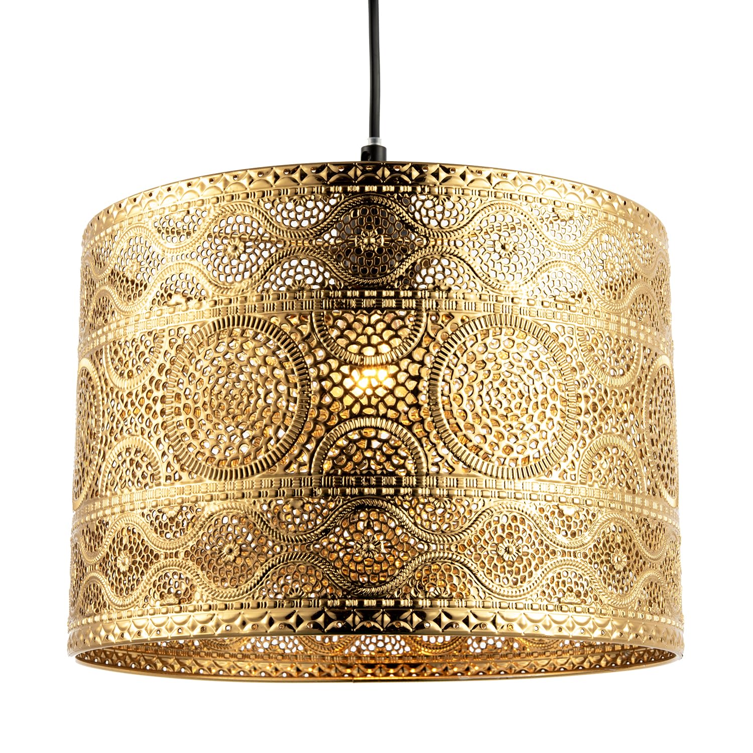 Rackhams Gold Ornate Moroccan Designed Polished Metal Pendant Lighting Shade