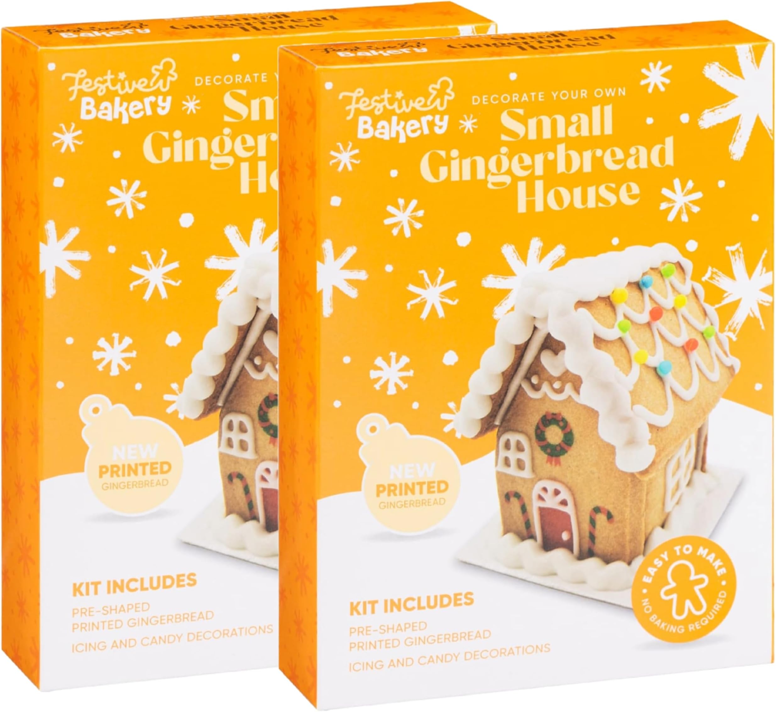 Christmas Gingerbread House Gift Set - Pack of 2 x 165g Build & Decorate Your Own, No Baking Required Gingerbread House Kit with Icing, Candy Canes Decorations. Xmas Novelty Gift for Stocking Fillers